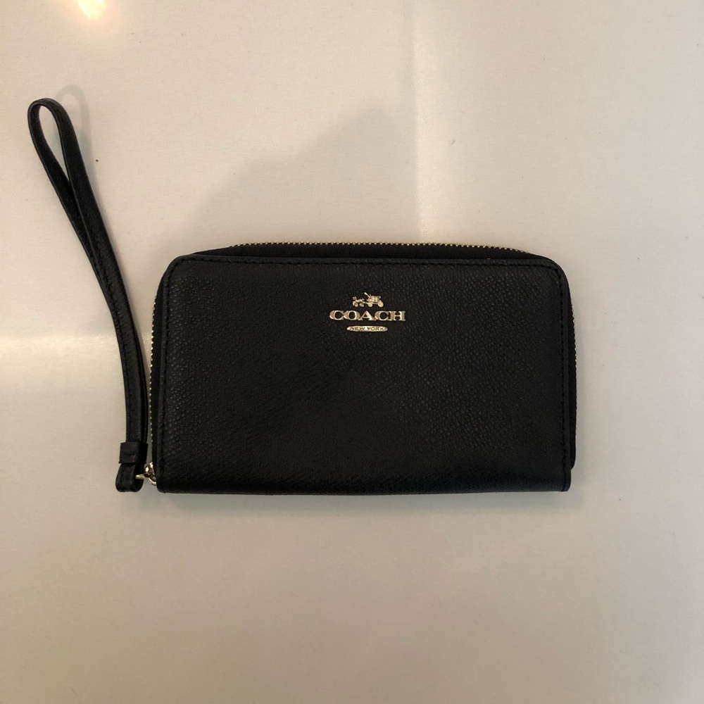 Coach black leather wallet/wristlet